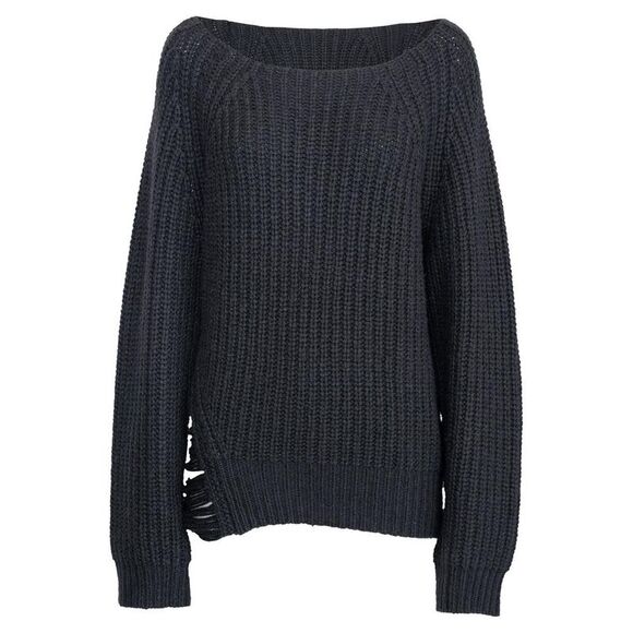 Pre Loved Zadig Voltaire Vintage Knit Sweater Distressed Detail Women grey